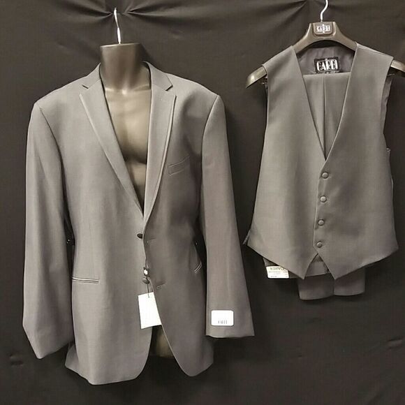 MEN'S CARDI INT.  STEEL GREY SLIM FIT TUXEDO 42L - Picture 1 of 8